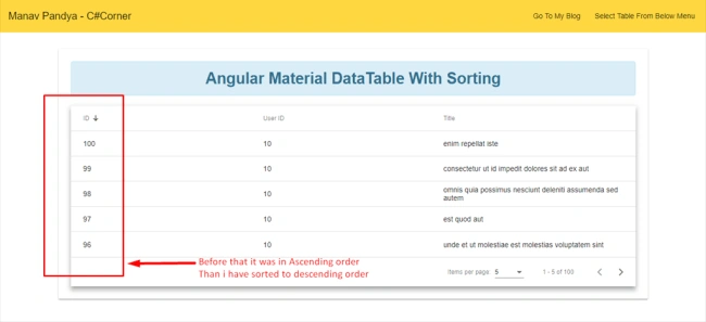 Angular Material Datatable