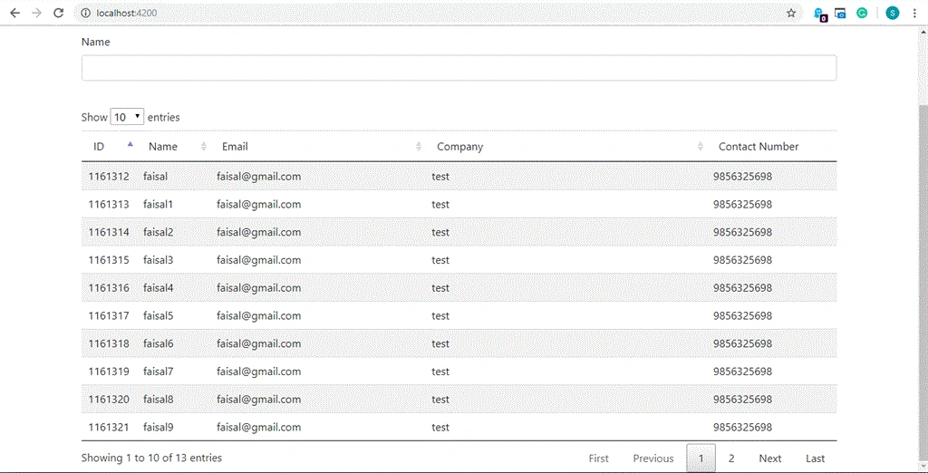Datatables Plugin In Angular 7 Using .NET Core Web API