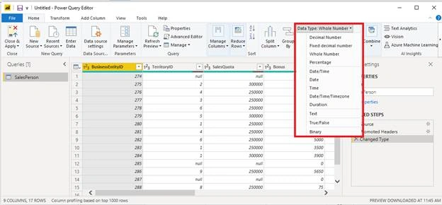 DataType In Power BI Desktop