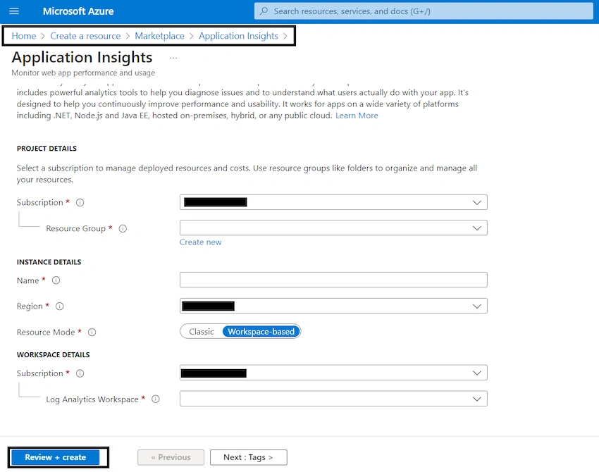Create Application Insight