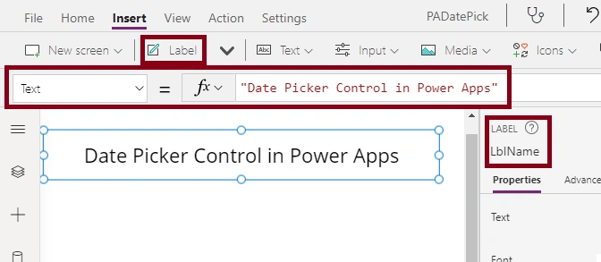 Date Picker Control In Power Apps