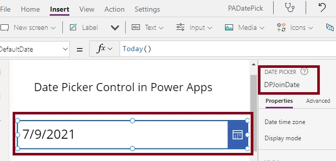 Date Picker Control In Power Apps