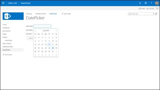 Date Picker With Validations