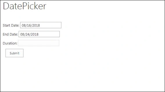 Date Picker With Validations