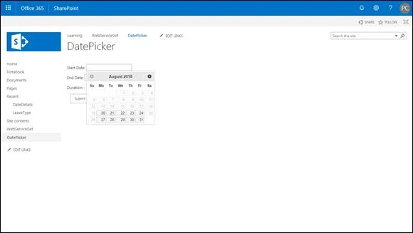 Date Picker With Validations
