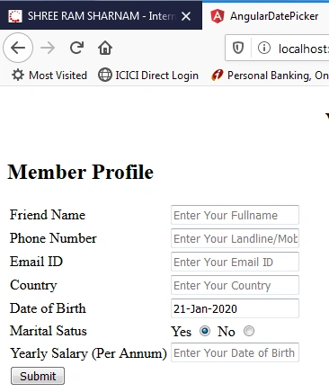Datepicker In Angular