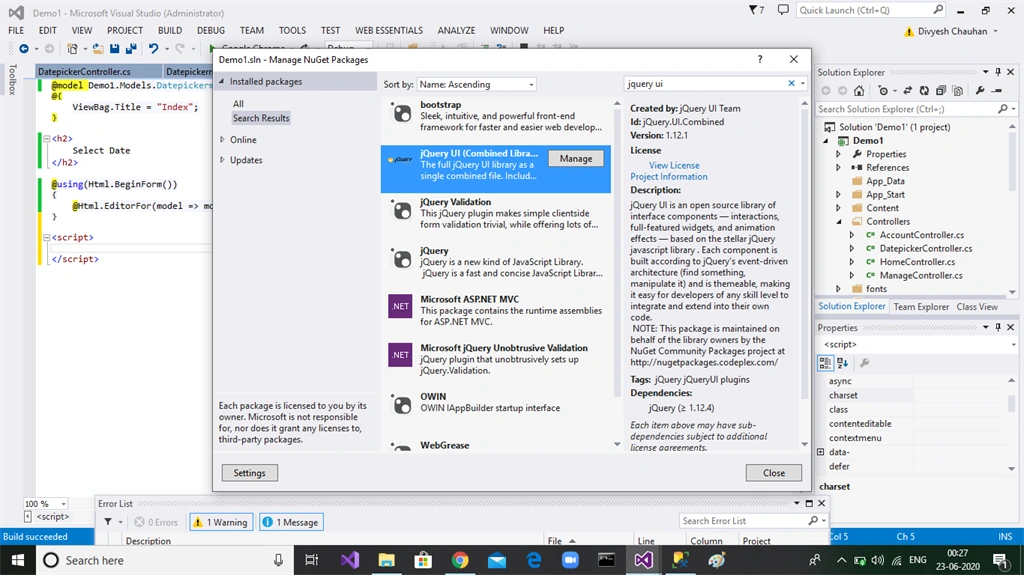 Datepicker In ASP.NET MVC