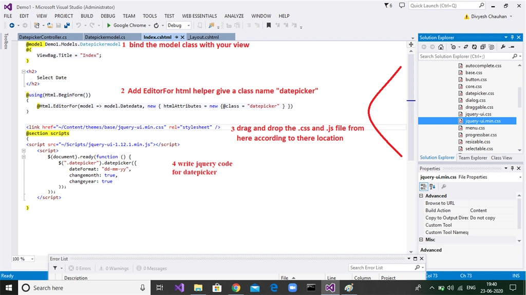 Datepicker In ASP.NET MVC