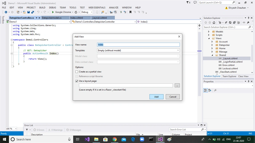Datepicker In ASP.NET MVC