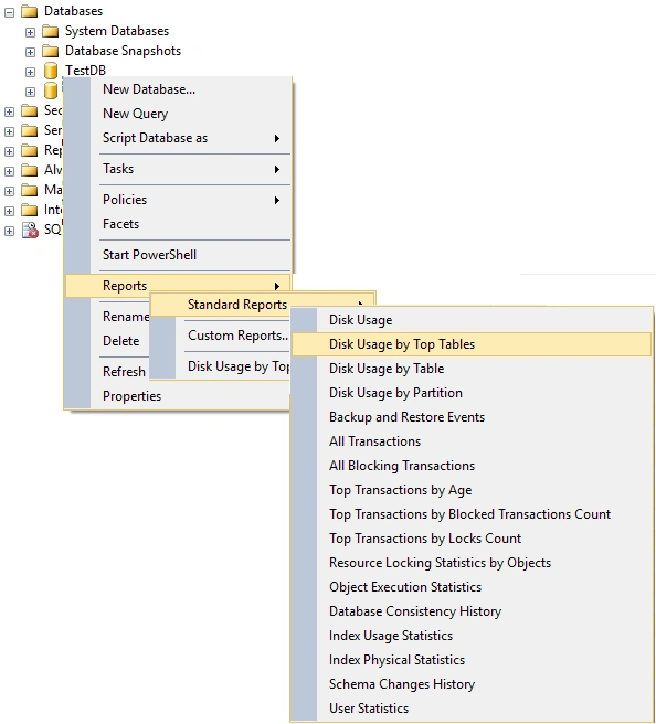 Use inbuilt reports