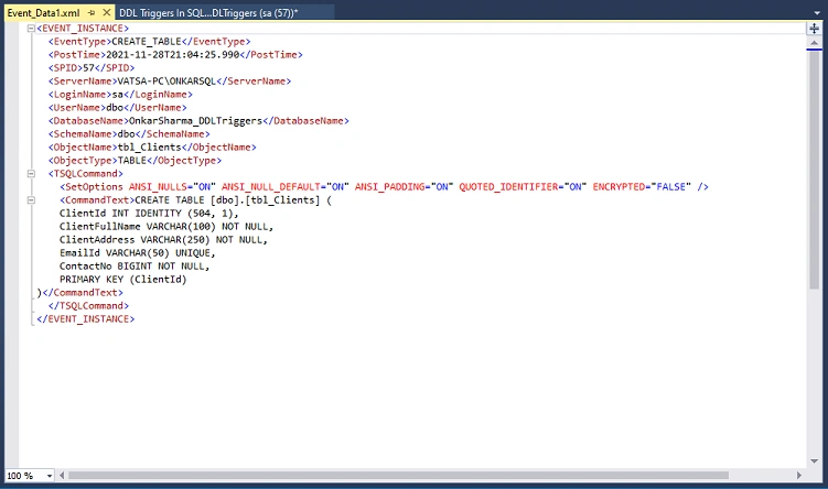DDL Triggers In SQL Server