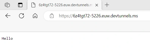 Navigate Application Dev Tunnel Visual Studio