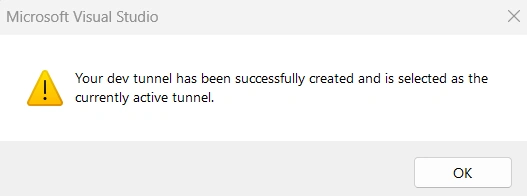 Microsoft Visual Studio Dev tunnel active