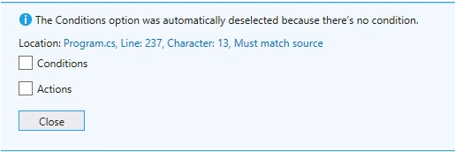 Debug/Breakpoints With Conditions In C#