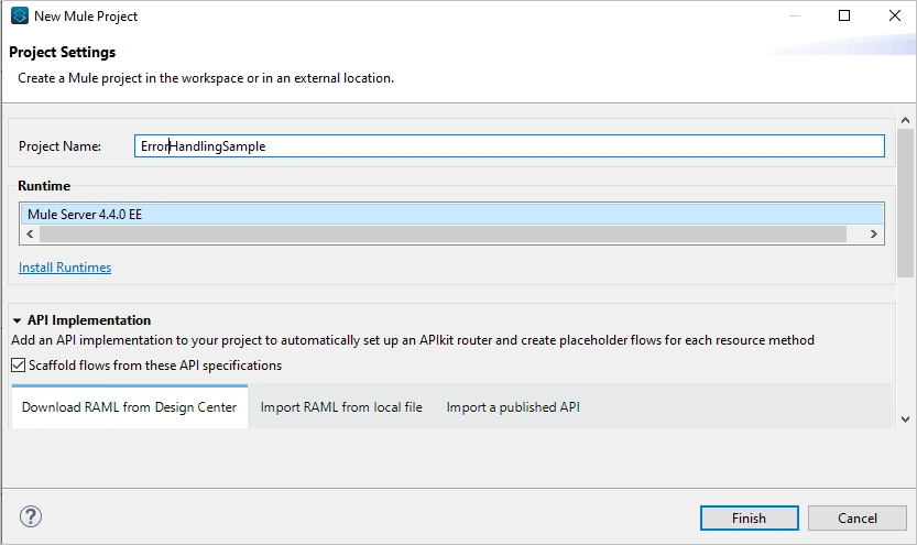 Default Error Handling Behavior of a Mule application