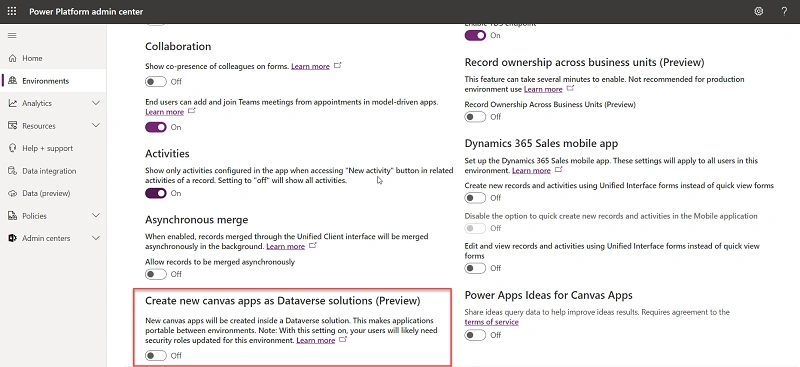 Default Solution for Canvas App - New Feature - Microsoft - PowerPlatform