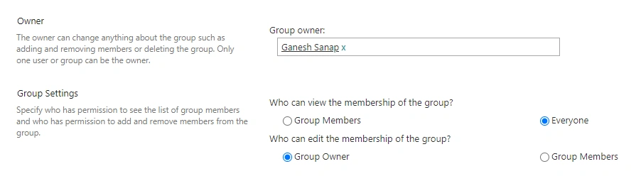 Group settings