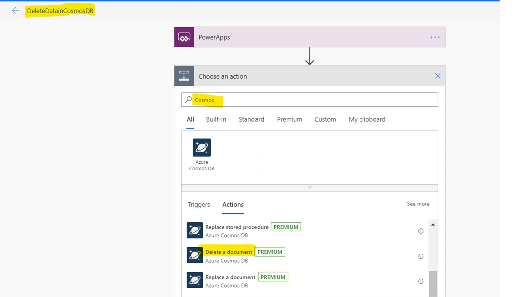 Delete Data From Azure Cosmos DB Using Power Automate