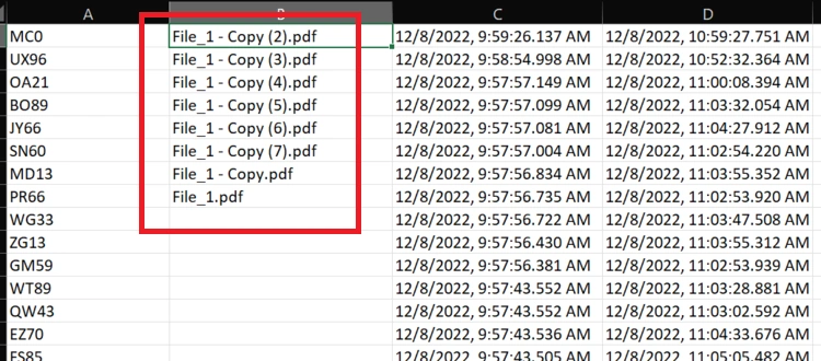 Delete files based on excel column name in Azure Data Factory