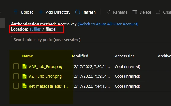 Delete files based on excel column name in Azure Data Factory