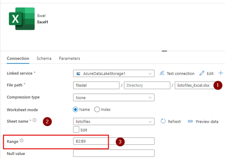 Delete files based on excel column name in Azure Data Factory