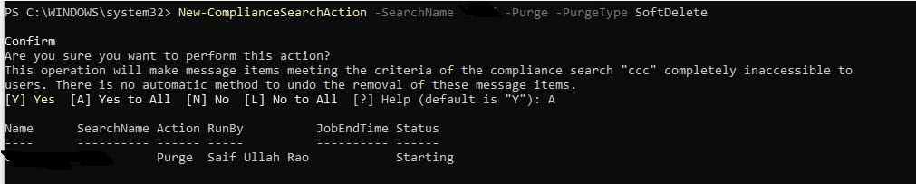 how to delete emails from user mailbox using eDiscovery, Content Serch and PowerShell
