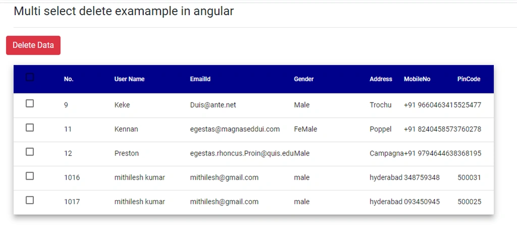 Deleting Multiple Rows With Checkboxes In Angular 9 With Web API And SQL
