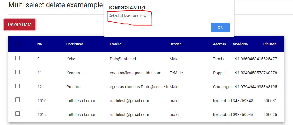 Deleting Multiple Rows With Checkboxes In Angular 9 With Web API And SQL