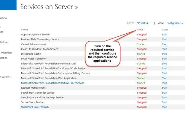 Manage services on server