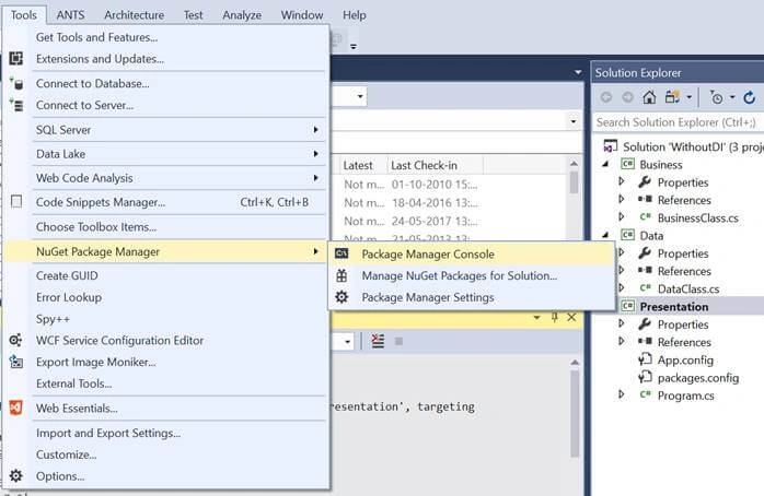 Dependency Injection Using Unity