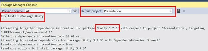 Dependency Injection Using Unity