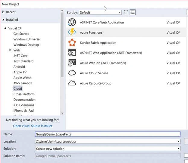 Deploy a Google Action on Azure