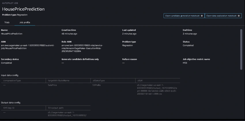 Deploy a Regression model through AWS SageMaker studio using Autopilot