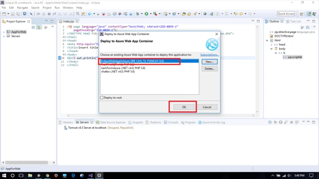 Azure web app container