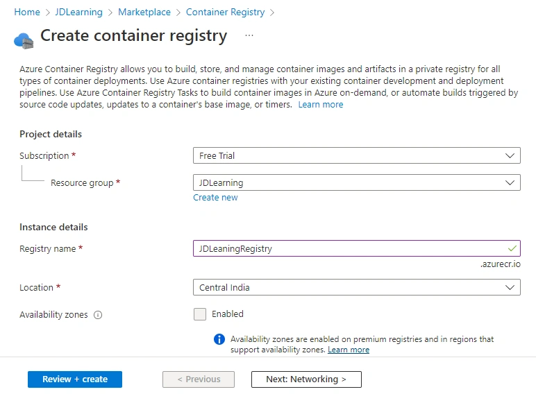 Deploy and Run .NET Core 7 Web API on Azure Container Registry and Container Instance