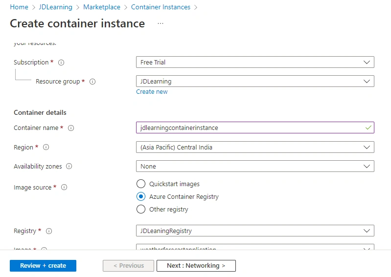 Deploy and Run .NET Core 7 Web API on Azure Container Registry and Container Instance