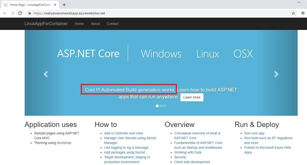 Deploy .NET Core Application To Linux Containers On Azure Web App using Deployment Center