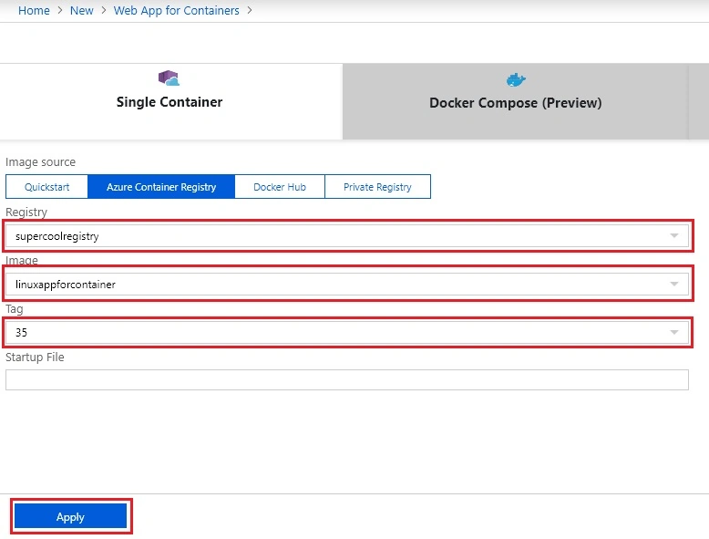 Deploy .NET Core Application To Linux Containers On Azure Web App using Deployment Center