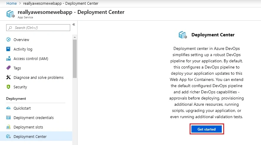 Deploy .NET Core Application To Linux Containers On Azure Web App using Deployment Center