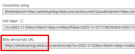 Blob service SAS URL