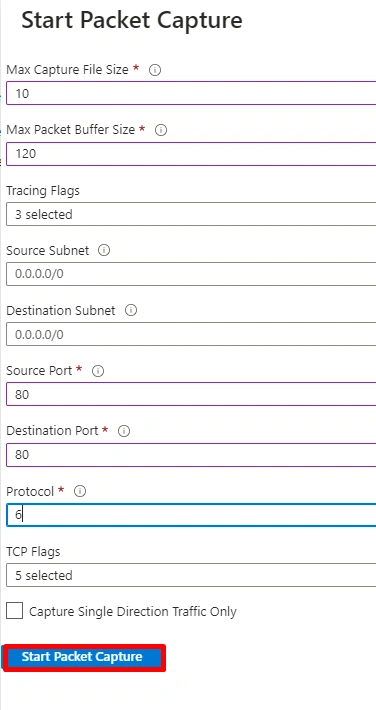 Start packet capture
