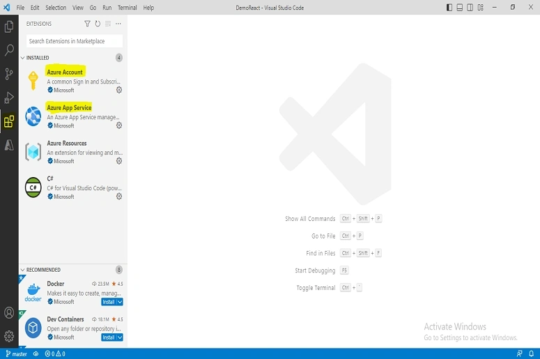 ReactJS App to Azure App