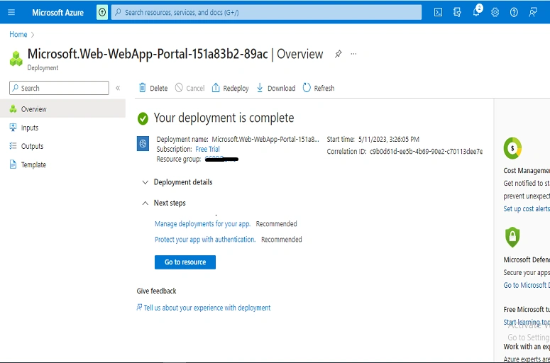 ReactJS App to Azure App