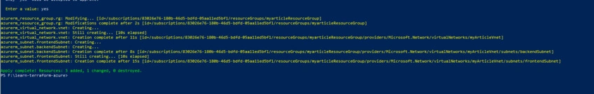 Deploy Resources (Resource Group, Virtual Network and Subnet) in Azure via Terraform