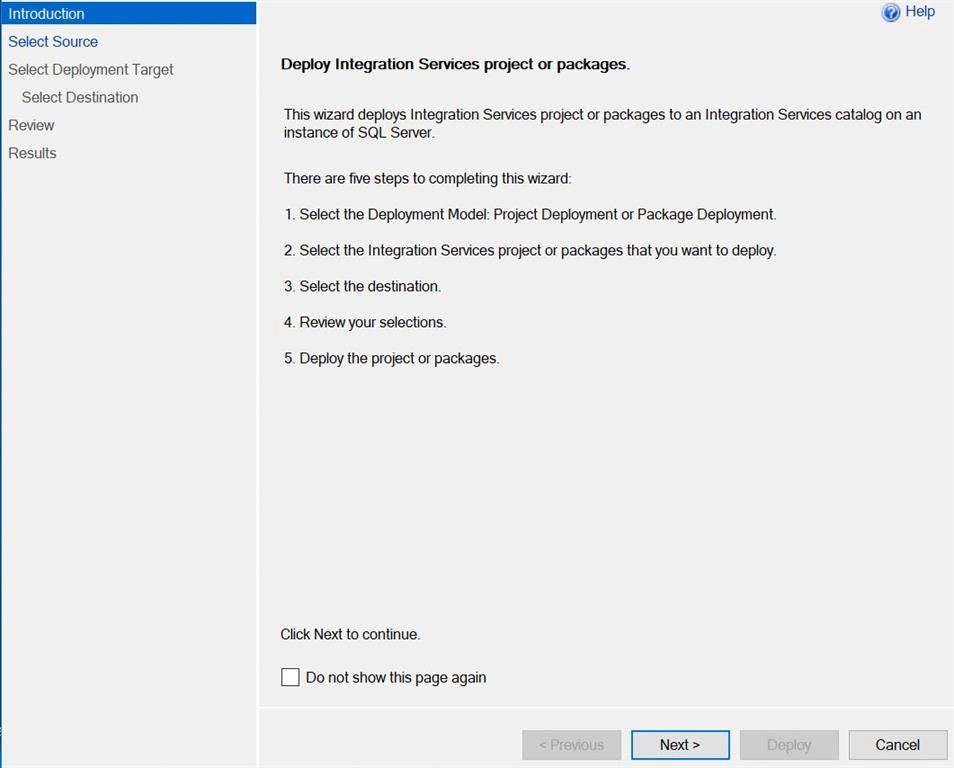 Deploy SSIS Package To SQL Server
