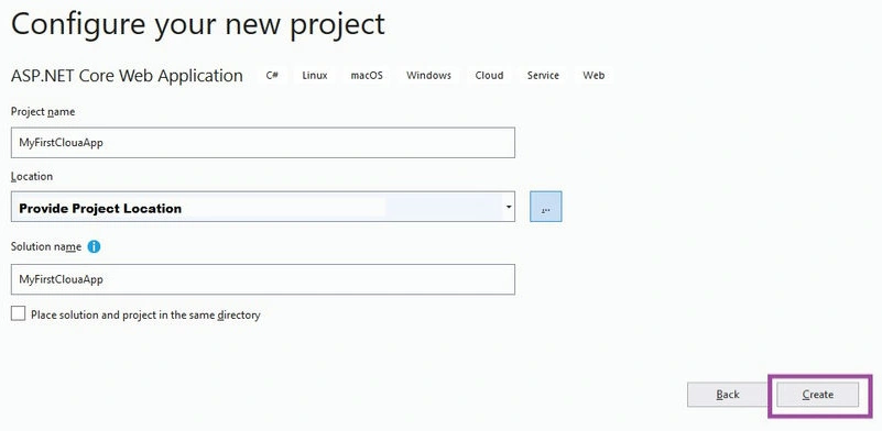 Click on Create