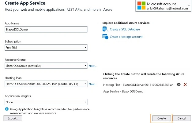Create App Service-