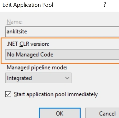 Edit application pool-