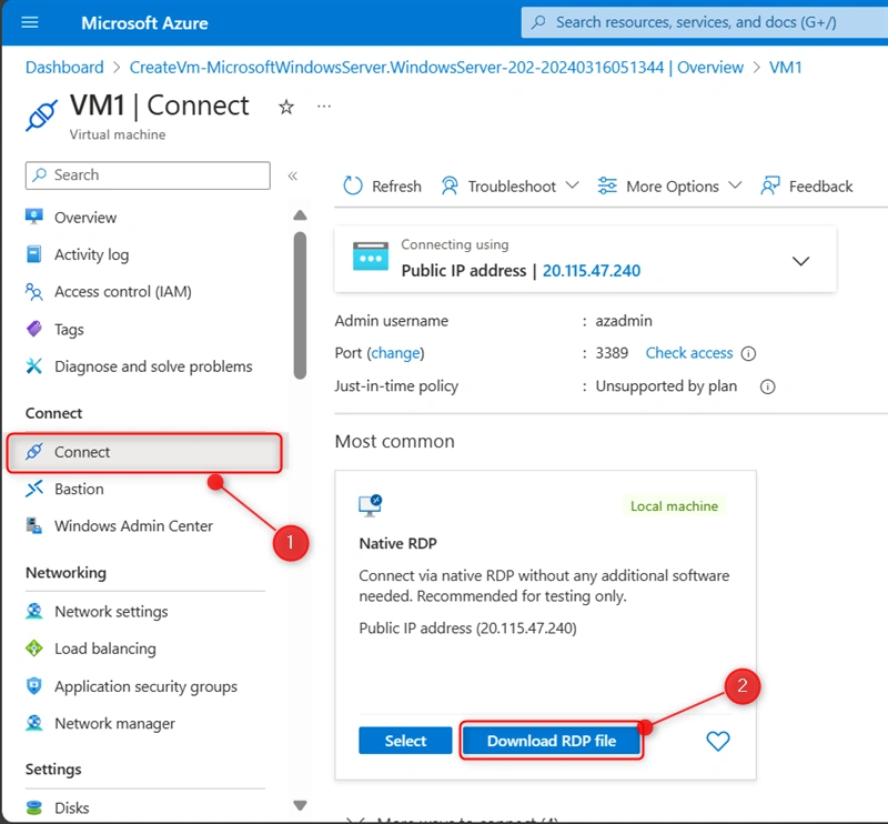 Connect Virtual Machine