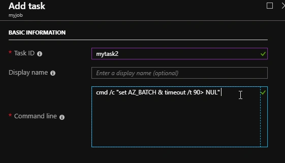 Deploying An Azure Batch Job From Azure Portal
